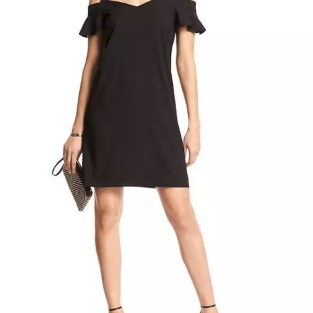 Black Off-Shoulder Shift Dress